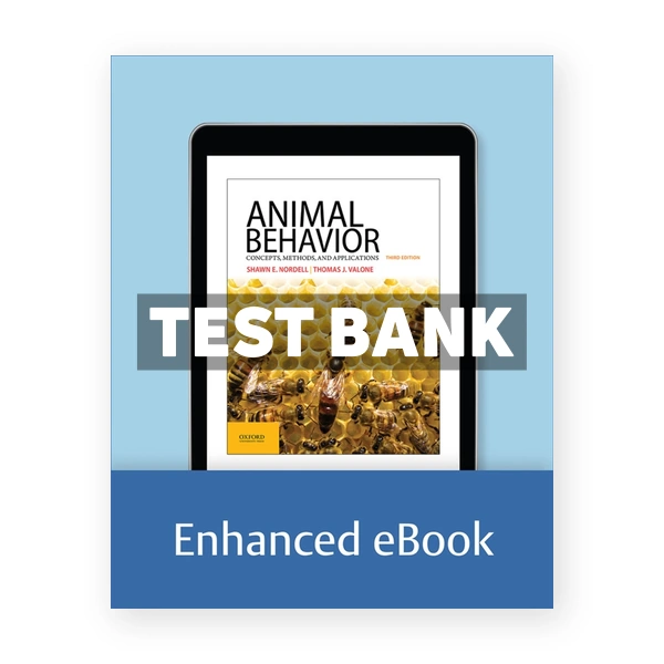 Animal Behavior Concepts Methods and Applications 3rd edition Nordell Test Bank