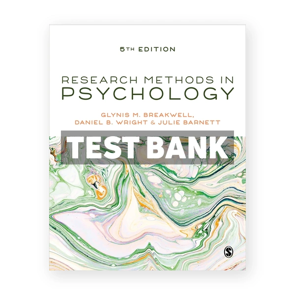 Research Methods in Psychology 5th edition Breakwell Test Bank